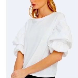 Joie Bee Puff Sleeve White Tee size S